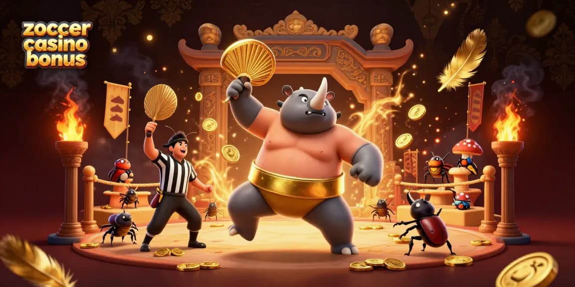 Experience the excitement of the zoccer casino bonus with a dynamic 3D illustration featuring vibrant characters and casino elements.