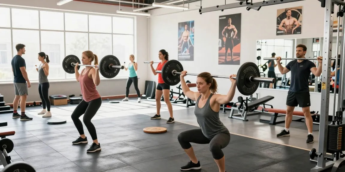 Deus Medical: Fitness-Enthusiasten beim Training mit hochwertigen Anabolika in einem modernen Fitnessstudio.