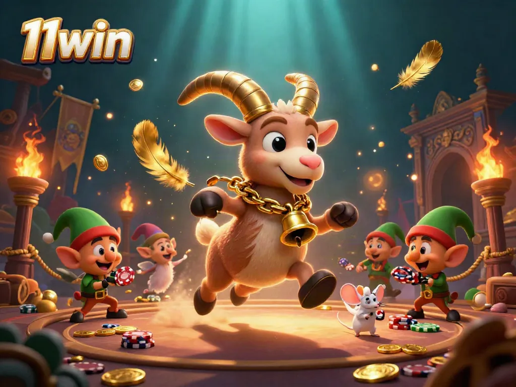 Engage in the thrilling world of 11win, where playful characters steal poker chips in a vibrant casino scene.