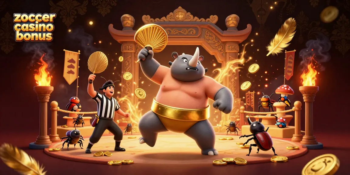 Experience the excitement of the zoccer casino bonus with a dynamic 3D illustration featuring vibrant characters and casino elements.