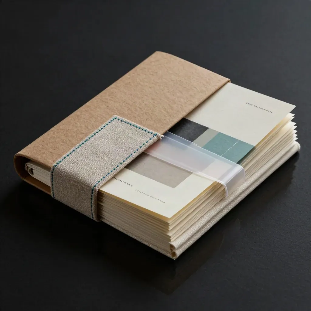 Etsy-Nischencheck-Folio in Ivory-Falten mit Kraftumschlag und Leinenband
