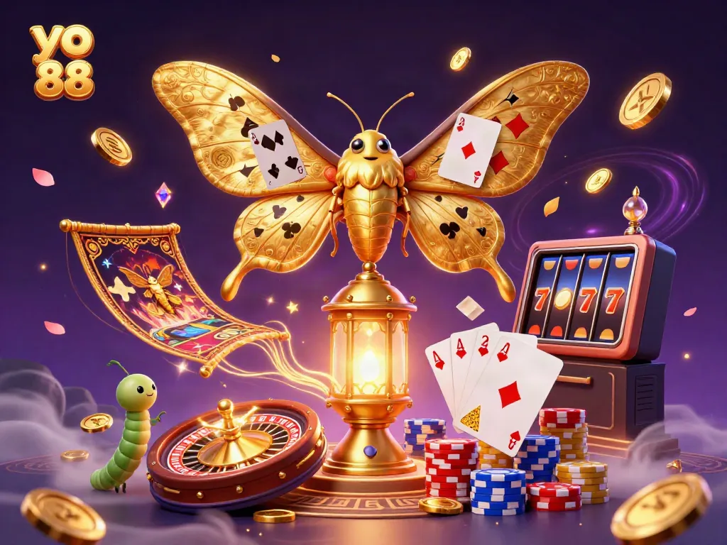 Experience thrilling action with yo 88 in a vibrant 3D casino scene filled with games and glamour.