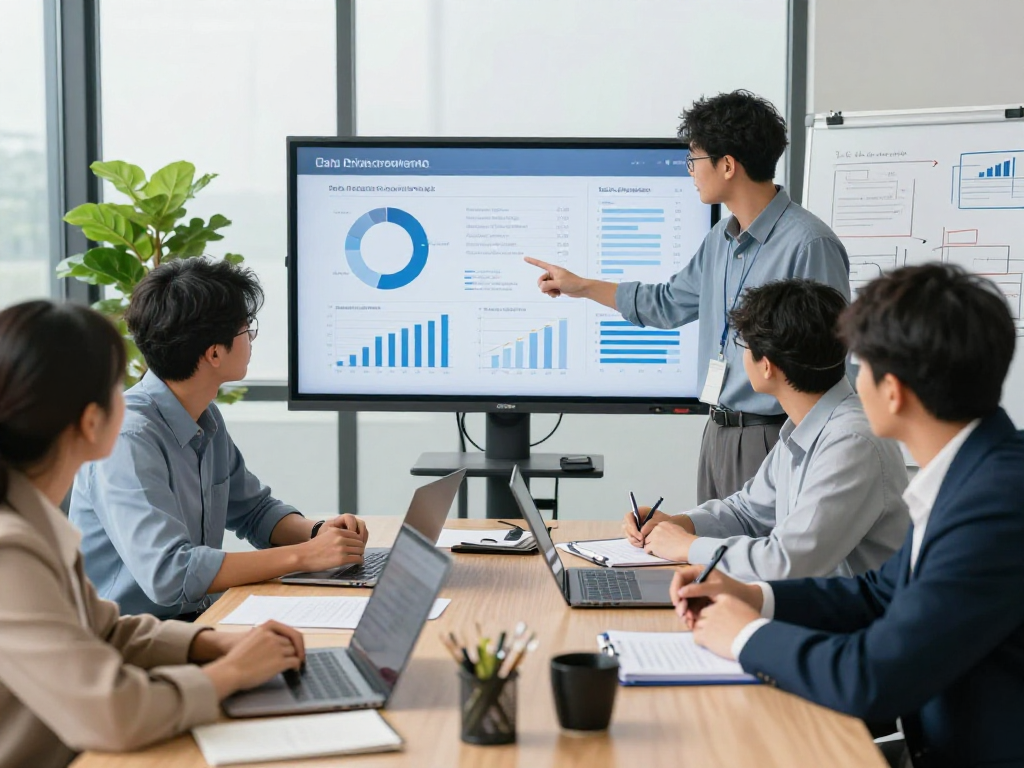 Startseite für Datenschutzlösungen in einem modernen Büro mit Experten im Gespräch.